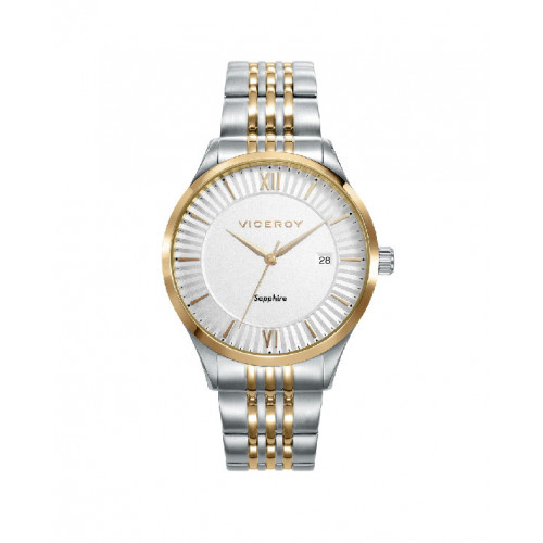 RELOJ ACERO IP DORADO SAFIRO VICEROY