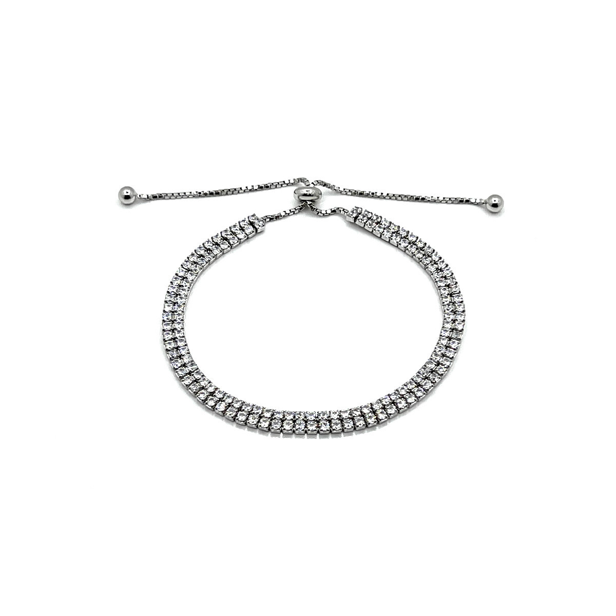 PULSERA RIVIERE DOBLE PLATA Y CIRCONITAS