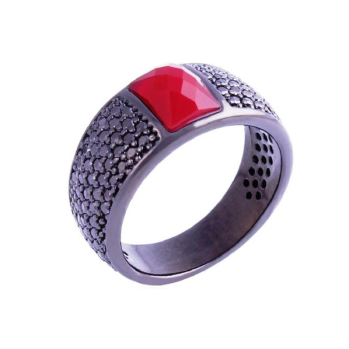 ANILLO CARMIN Y RODIO NEGRO