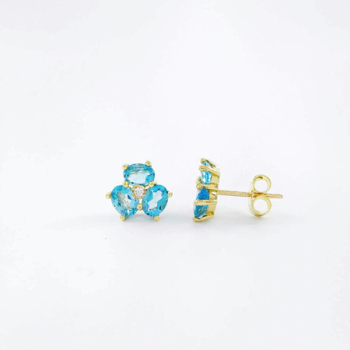 PENDIENTES ORO TOPACIOS Y BRILLANTES