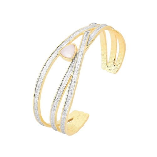 PULSERA BAÑO DE ORO Y AGATA BLANCA