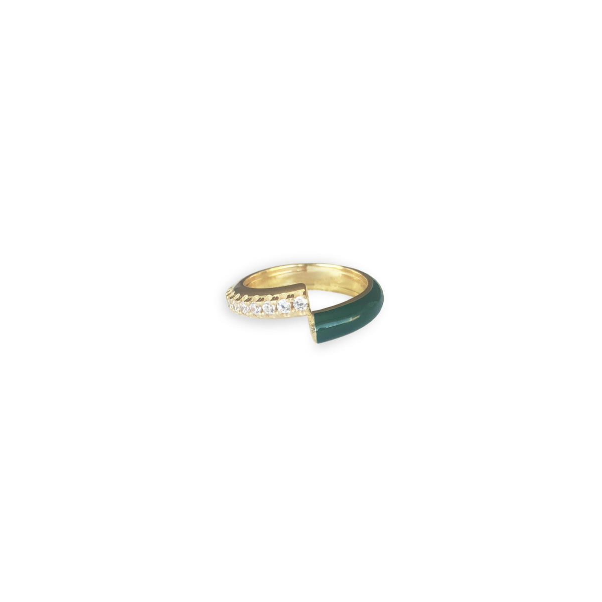 ANILLO PLATA BAÑADO EN ORO ESMALTE VERDE