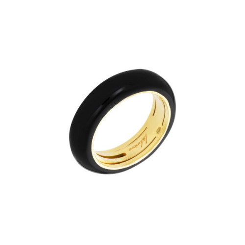 ANILLO PLATA BAÑADO EN ORO ESMALTE NEGRO