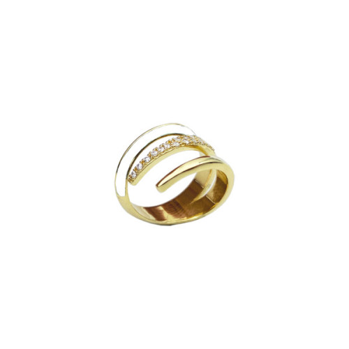 ANILLO PLATA BAÑADO EN ORO ESMALTE BLANC