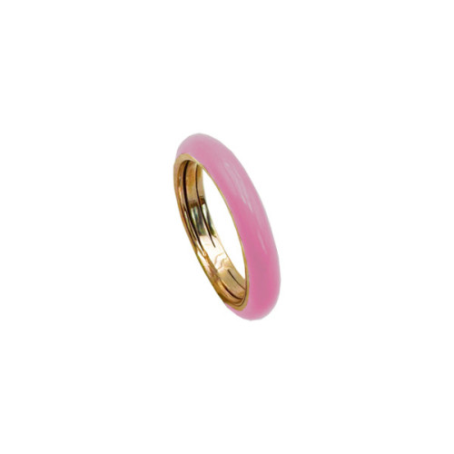 ANILLO PLATA BAÑADO O/ROSA ESMALTE ROSA