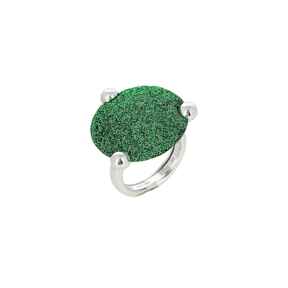 ANILLO RODIO Y POLVO VERDE FORESTA