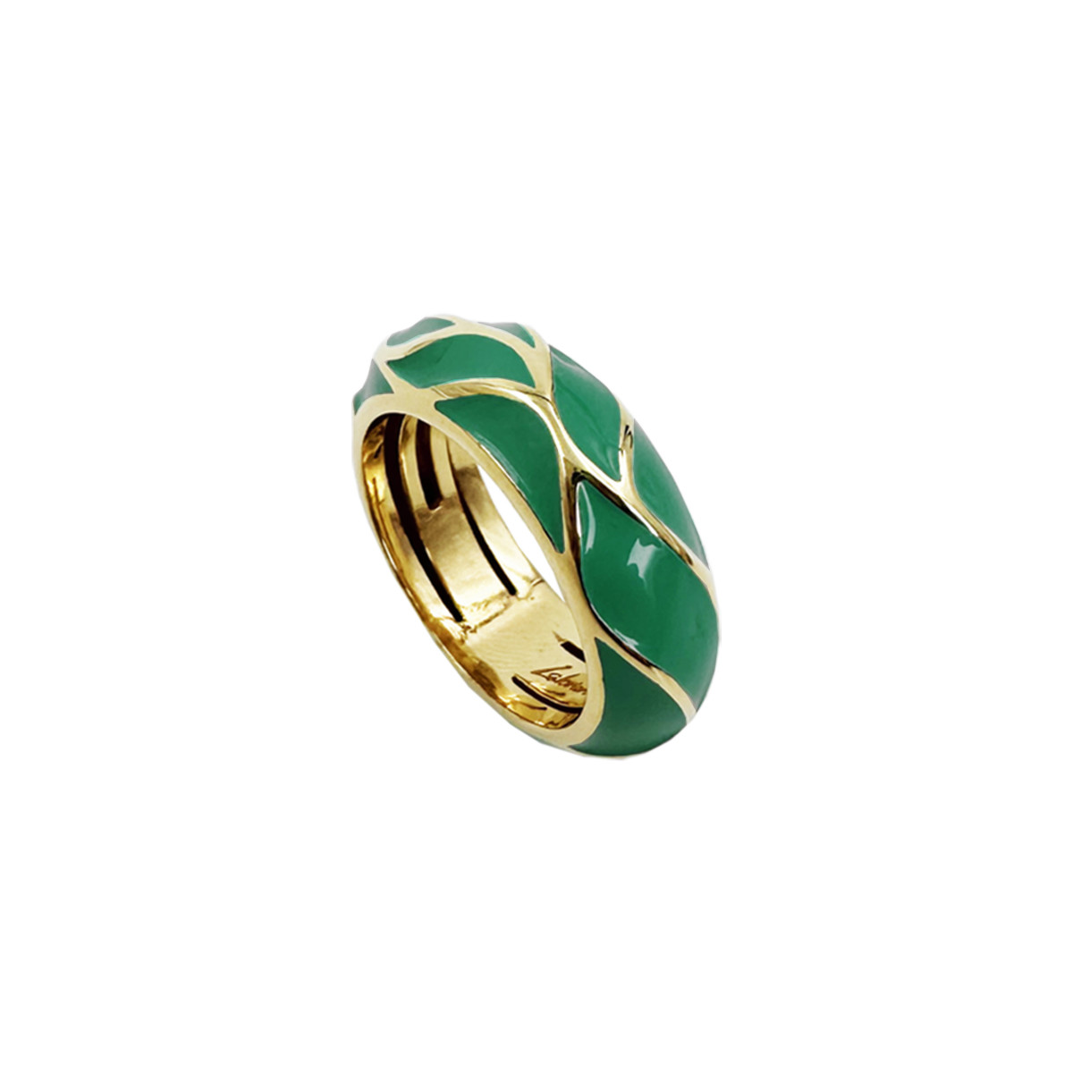 ANILLO PLATA BAÑADO EN ORO ESMALTE VERDE