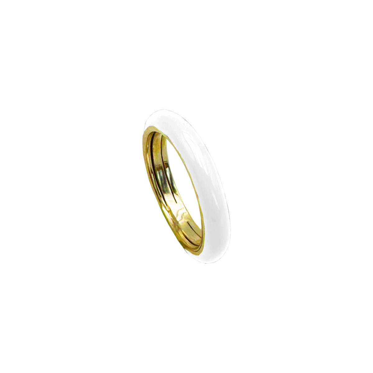 ANILLO PLATA BAÑADO EN ORO ESMALTE BLANC